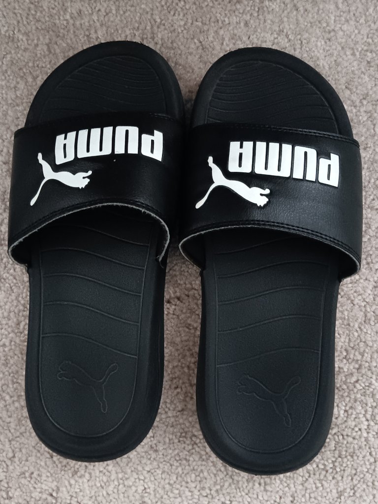 Puma Men's Cool Cat Sport Slides - Black & White Athletic Sandals, Size Us 7c
